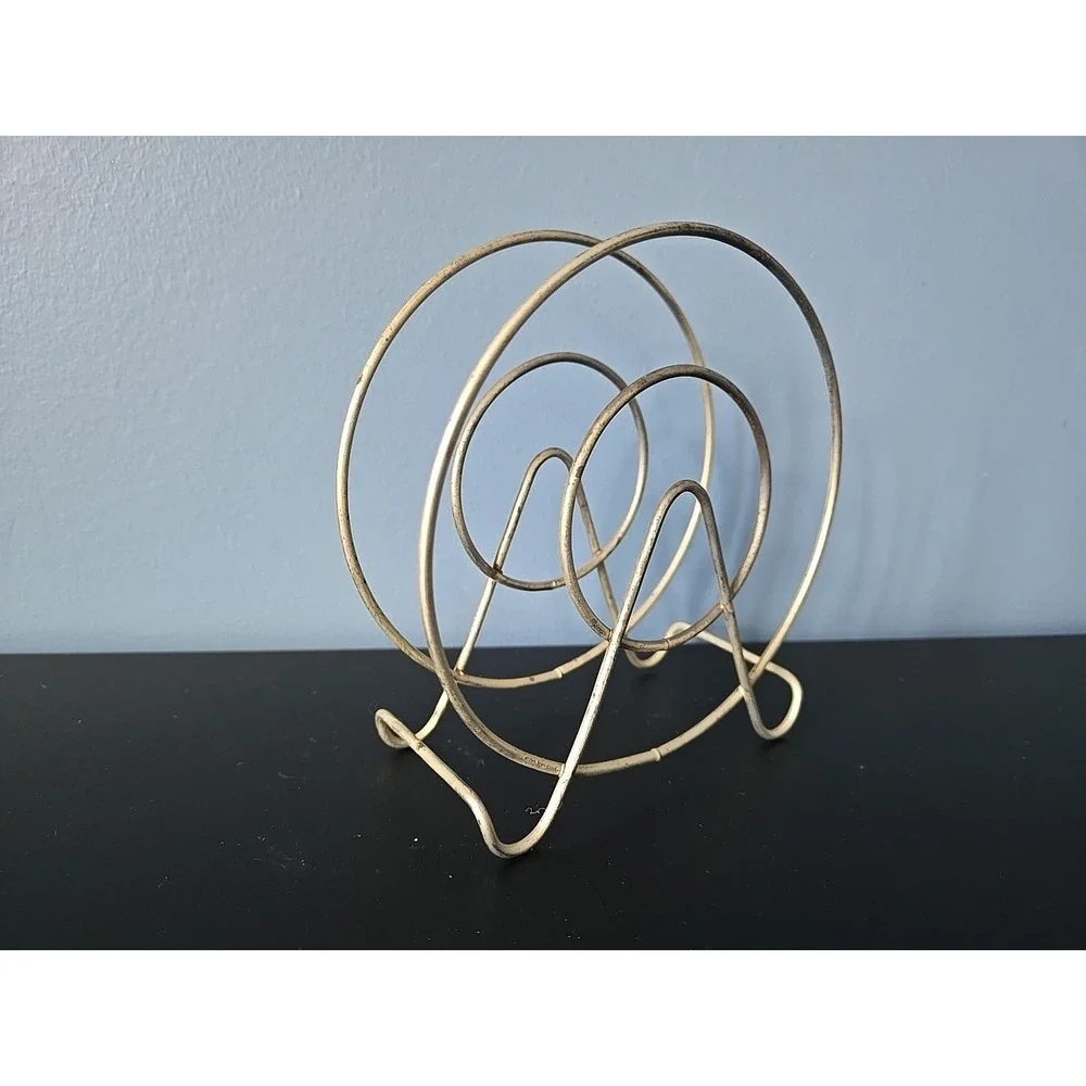 VIntage 1950s wire art table napkin holder pop mid century modern mcm letter mod